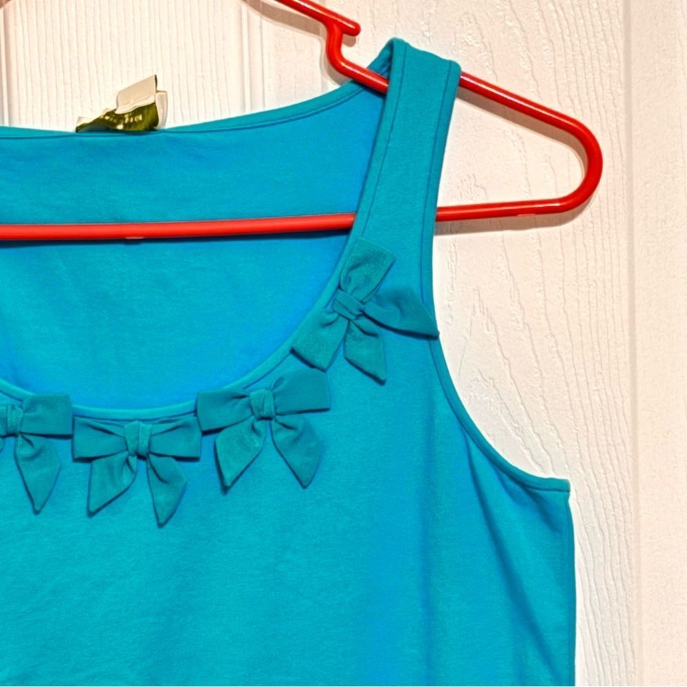 Kate Spade | Women’s Blue Cammy Tank Turquoise Cotton Decorative Bows Top M - Picture 4 of 16